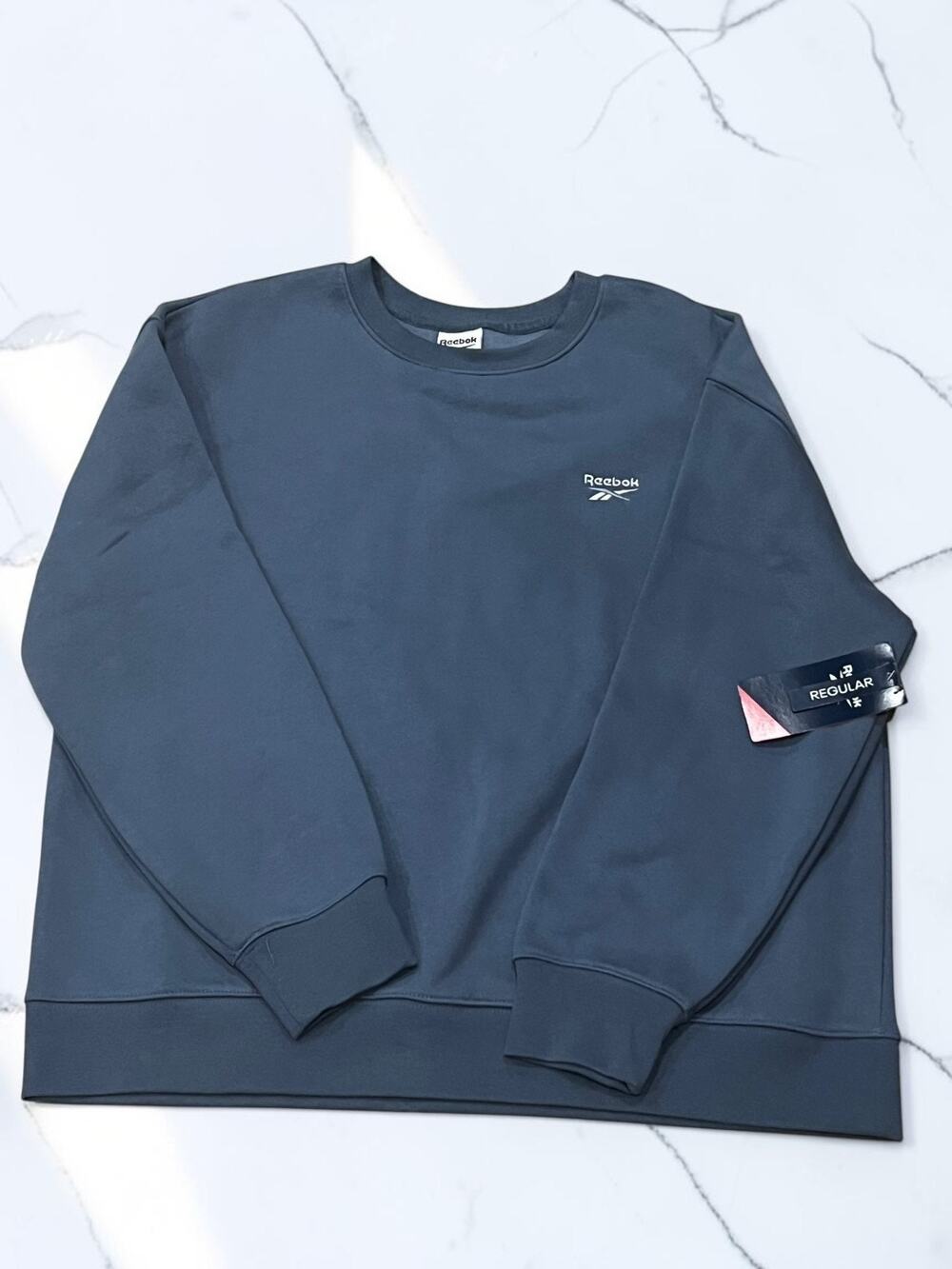 Reebok Mens Sweatshirt XL Slate Blue Fleece Pullover Crewneck Logo NWT